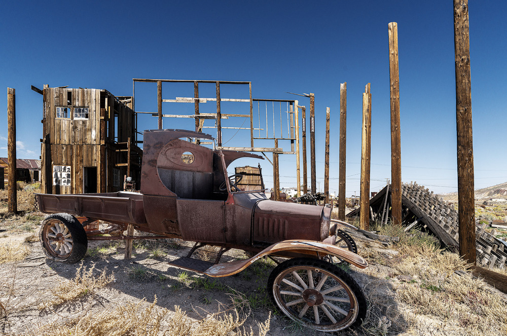 Pickup mit Holzspeichen , Railroadstation Goldfield