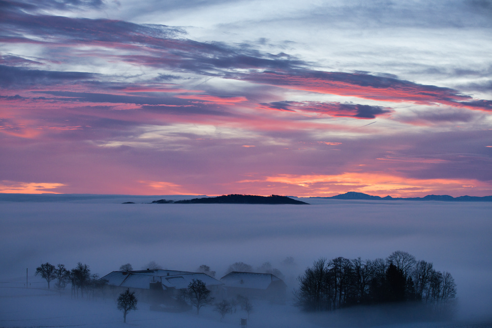 Ein schöner Morgen genau an der Nebelgrenze
