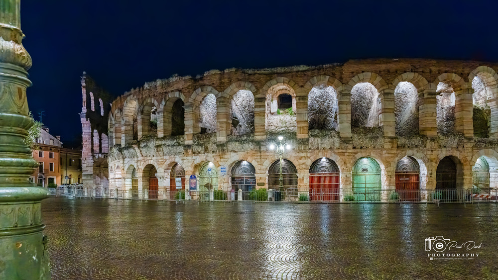"Arena di Verona" in a rainy night