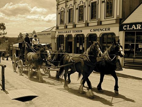 carriage drawn by four horses
