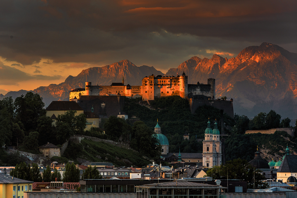 Sonnenaufgang Festung Hohensalzburg