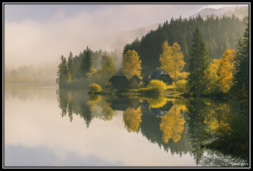 Herbstnebel am Hubertussee