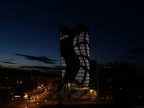 Blinkenlights auf einem Hochhaus