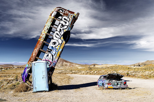 Forgotten rest area with toilet
