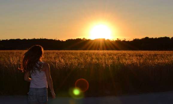 Lauf in den Sonnenuntergang