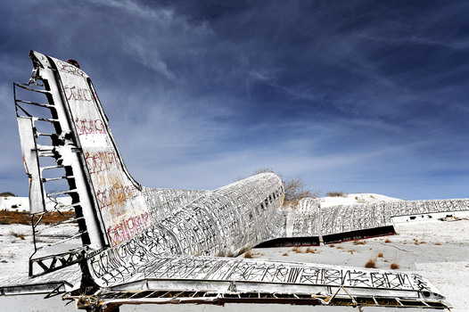Junkyard in desert , NM